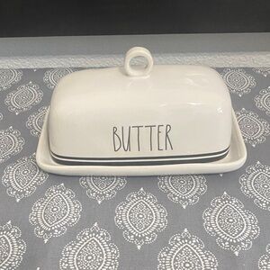 Rae Dunn Cream Butter Dish with Black Accents